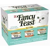 Fancy Feast Gourmet Cat Food, 3-Flavor Seafood Variety Pack, 3-Ounce Cans (Pack of 24)