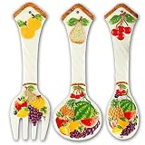 MIXED FRUIT Large 17 Spoon & Fork Wall Decor Set NEW