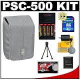 Canon PowerShot PSC-500 Carrying Case + (4) Batteries & Charger + 4GB Card + Tripod + Accessory Kit for A490, A495, A1000 IS, A1100 IS, A2000 IS & A2100 IS Digital Cameras