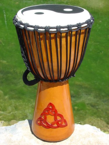 25 26 X 14 15 African Style Djembe Hand Drum with Celtic Triad Knot Design