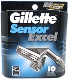Gillette Sensor Excel Razor Blade Refills 10 Cartridges