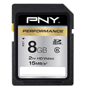 PNY Performance Series 8 GB Class 6 15 MB/s Rated SDHC Flash Memory Card (P-SDHC8G6-GE)