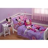 Disney 4 Piece Minnie's Fluttery Friends Toddler Bedding Set, Lavender