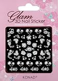 Konad 3D Nail Art Stickers Mixed White Flowers with Tiny Built In Gems [Misc.]