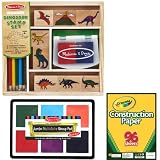 Melissa & Doug Dinosaur Stamp Set and Jumbo Multi-Color Stamp Pad with Crayola Construction Paper (96 Count)