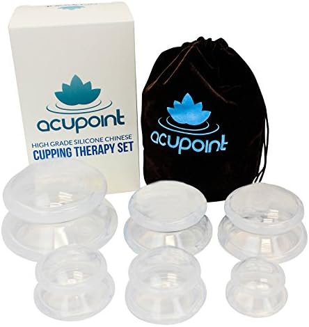 Chinese Cupping Set By Acupoint- Cupping Therapy Silicone Kit With 6 Units &amp; Velvet Pouch- Acupuncture Cupping Set- Relief From Sore Muscles, Trigger Points, Skin Conditions &amp; More