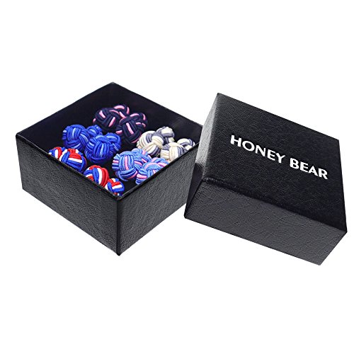 Honey bear silk knot cufflinks - 5 pairs mens round mon…