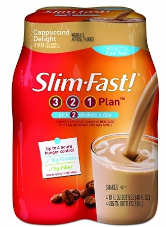 4-Packs of 10oz. Slim Fast! 3-2-1 Ready to Drink Shakes: Cappuccino Delight $2.23