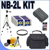 BigVALUEInc Accessory Saver NB-2L Lithium Ion Battery/Rapid External Charger 28mm UV Bundle for Canon MiniDV ZR Camcorders + MORE