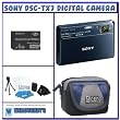 Sony DSC-TX7 10.2 MP CMOS Digital Camera with 4x Zoom with Optical Steady Shot Image Stabilization (BLUE) + Starter Pack # 3