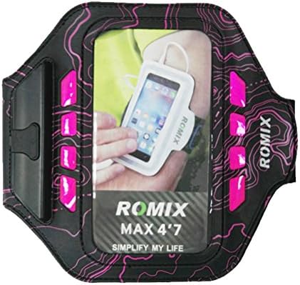 LED running sports arm band waterproof case with Water Resistant + Sweat Proof + Key/cash/card Holder for 4.7-inch iPhone6/6S (Pink)