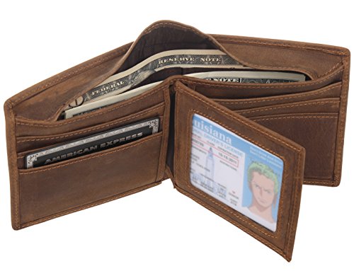 Polare men s large trifold genuine natural crazy horse …