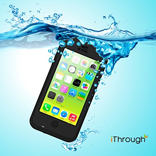 iPhone 5c Waterproof Case, iThrough Waterproof, Dust Proof, Snow Proof, Shock Proof Case with Touched Transparent Screen Protector, Heavy Duty Protective Carrying Cover Case includes a 3.5mm AUX Cable for iPhone 5c (Black)