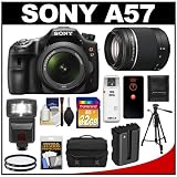 Sony Alpha SLT-A57 Translucent Mirror Technology Digital SLR Camera Body & 18-55mm Lens with 55-200mm Lens + 32GB Card + Flash + Battery + Filters + Case + Tripod + Remote + Accessory Kit
