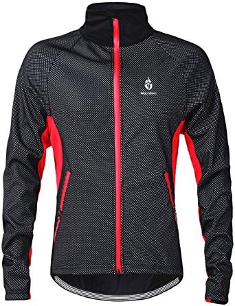 KmveiMart Fleece Thermal Cycling Jacket Jersey Long Sleece Windproof UV-PROTECT Red Coat Outdoor Sports Casual Jacket / Pant-US XS/CN M (Waist 27"-32")
