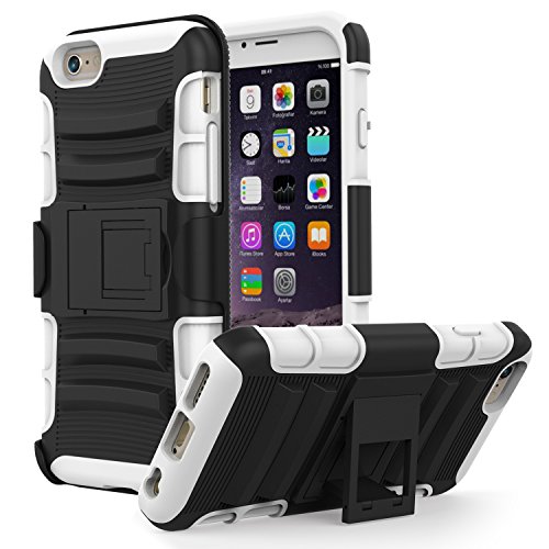 MoKo iPhone 6s Case - [Heavy Duty] Full Body Rugged Holster Cover with Swivel Belt Clip - Dual Layer Shock Resistant Apple iphone 6 / 6S (2014 / 2015) 4.7 Inch Phone Case , WHITE
