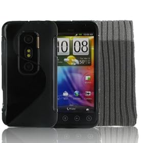 HTC Evo 3D Black Gel Silicone Cover Case & Protective Sock Cover By Kolay