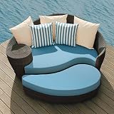 Dune Outdoor Daybed and Ottoman with Cushions and Pillows - Natural - Frontgate - Patio Furniture