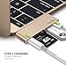 QacQoc USB C HUB Premium Type-C Hub with Power Delivery 2 superspeed USB 3.0 ports, 1 SD memory port, 1 microSD memory port card reader for MacBook 12-Inch, Aluminum Alloy Build (Gold)