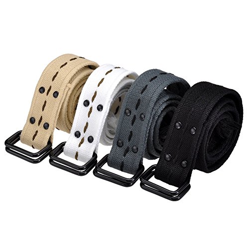 Ayliss Fully Adjustable Canvas Thicken Belt D-ring Buckle Casual Waistband 4colors