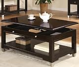 Coffee Table with Lift Top in Dark Brown Walnut Finish