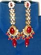 Victorian Style Dangling Red Gemstone Earrings Trendy Bollywood Fashion Earring