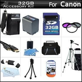 32GB Accessory Kit For Canon VIXIA HF M41, M40, M400 Full HD Camcorder Includes 32GB High Speed SD Memory Card + Extended (2100Mah) Replacement BP-819 Battery + Ac/Dc Charger + Deluxe Case + Mini HDMI Cable + 50 Tripod + 3PC Filter Kit (UV-CPL-FLD) +More