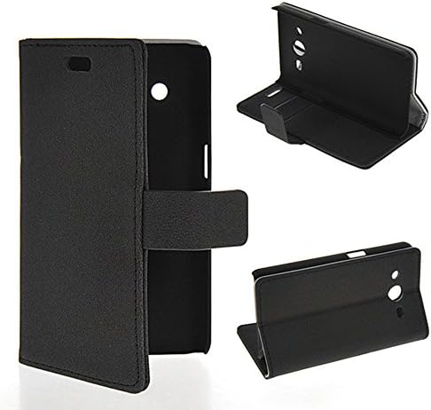 MICNOKEYA [Black] Gravel Pattern Leather Wallet With Card Pouch Case Cover for Samsung Galaxy Core 2 Dual SIM G335H