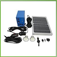 Solar LED lighting system- 2 x 40W comparable LED lights, 5W solar panel, 5Ah battery, charge controller, USP port with cell phone chargers included