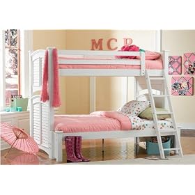 White Shutter HardWood Twin Full Size Bunk Bed