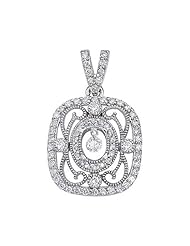 Birthstone Company 14K White Gold Diamond Dashing Diamonds Pendant with 18" Chain