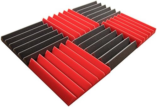 Pro Studio Acoustics - 12"x12"x2" Acoustic Wedge Foam Absorption Soundproofing Tiles - Red/Charcoal - 6 Pack