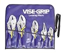 Irwin 538KBSG Vise Grip 5 Piece 10-Inch Straight, 6-Inch Curved, 6-Inch Long Nose, 5-Inch and 7-Inch Curved Jaw with Wire Cutter Soft Grip Locking Plier Set