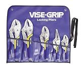 Irwin 538KBSG Vise Grip 5 Piece 10-Inch Straight, 6-Inch Curved, 6-Inch Long Nose, 5-Inch and 7-Inch Curved Jaw with Wire Cutter Soft Grip Locking Plier Set