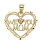 14k Yellow and Rose Gold Diamond-cut "We Love You Mom" Charm