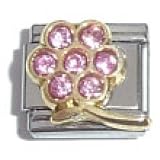 Produkt-Bild: Gro&szlig;e Blume - Gold mit Stein rosa pink
