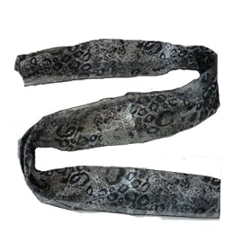 Stunning Satin Ladies Animal Print Fashion Scarf -Grey Snow Leopard