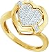 Beautiful Yellow Gold Diamond Heart Ring " Size 7 "