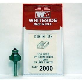 2000 CARBIDE-TIP 2 FLUTE ROUND-OVER (CORNER ROUND) BIT W  BB GUIDE 3 16 RADIUS X 7 8 DIA X... by Whiteside