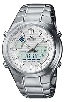 Casio - EFA-129D-7AVEF - Montre Edifice - Quartz Analogique et Digitale - Multifonctions - Chronographe - 2&egrave;me fuseau Horaire - 3 Alarmes - Timer - Etanche 10 ATM - Bracelet Acier