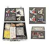 4 Guns Tattoo Kit Machine Complete w/ LCD Power Needles Ink Grip Tube Case DVD Training Video T02