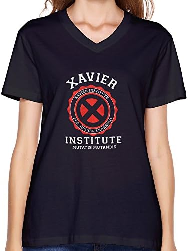 J2D3FD X-men Xavier Institute Logo Women's V-Neck Black T Shirt