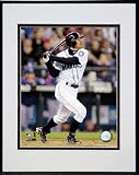 Ichiro Suzuki 2007 Batting Action Double Matted 8 x 10 Photograph in Black Anodized Aluminum Fr