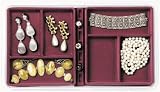 Velvet Jewelry Tray - Stacking 6 Compartment (Burgundy) (1.5" H x 9.25" W x 16.25" D)