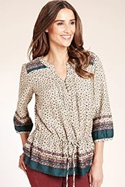 Indigo Collection Pure Cotton Folk Floral Print Blouse