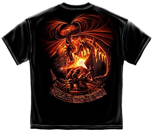 Firefighter T-Shirt Fear No Evil Dragon Black