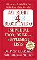 Eat Right for Blood Type O: Individual Food, Drink and Supplement Lists (Eat Right for Your Type)