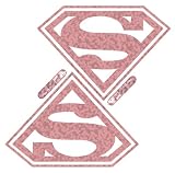 Supergirl Pink Shield Glitter Die Cut Decal Stickers - Set of 2