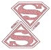 Automotive : Supergirl Pink Shield Glitter Die Cut Decal Stickers - Set of 2