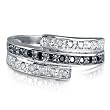 FOJO'S Diamonds in Silver Black and White Bypass Ring (.25 ct. tw.)
